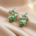 Flora Bloom Green Mint Pearl Earrings GWE -184