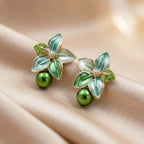 Flora Bloom Green Mint Pearl Earrings GWE -184