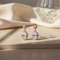 Oval Crystal Halo Drop Earrings GWE -14