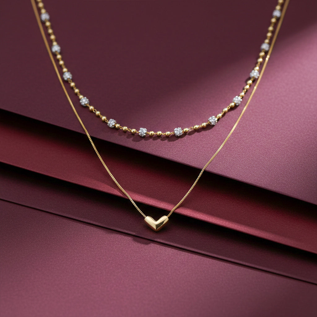 Modern Dual Layer Beaded Heart Necklace GWN -63