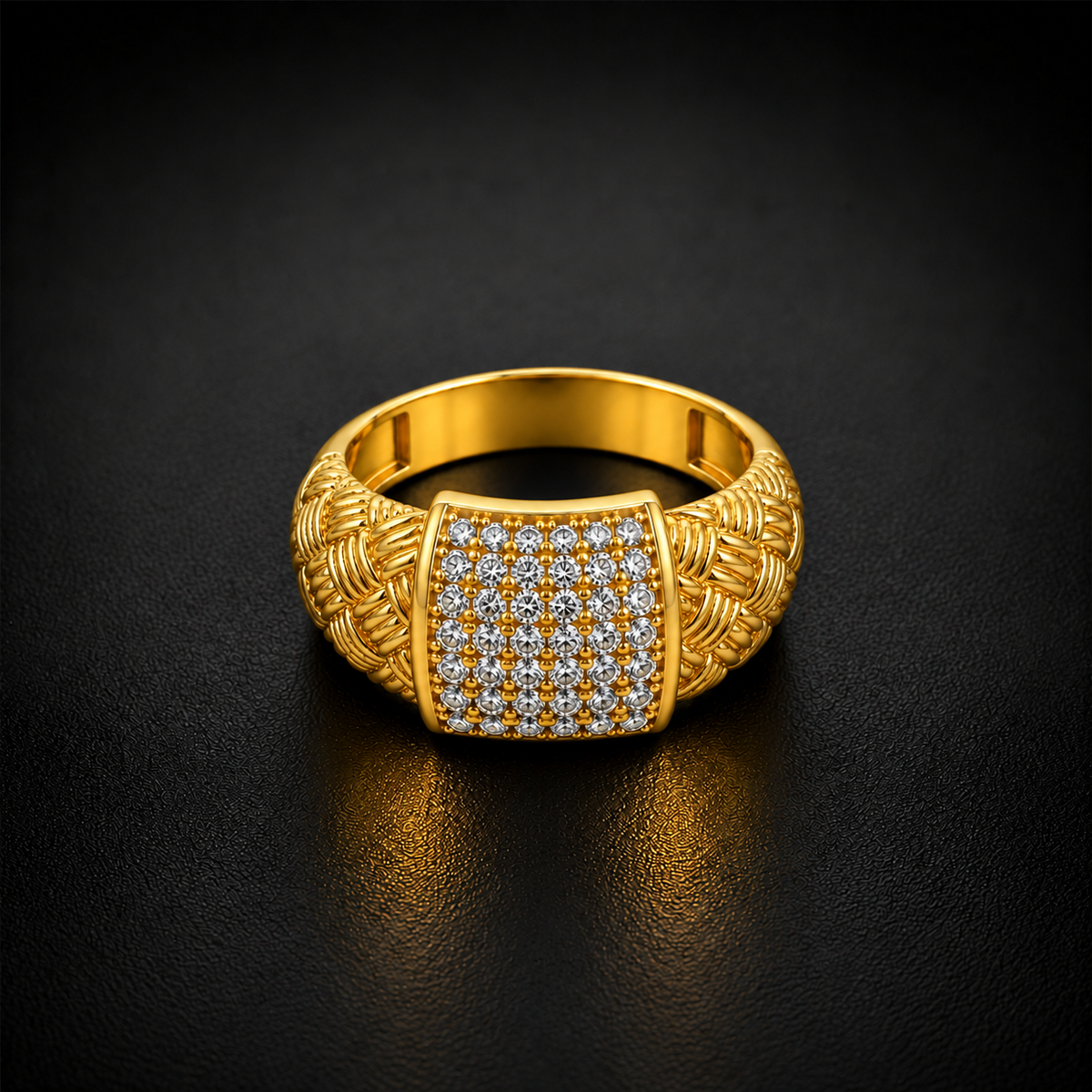 Woven Shoulder Stone Panel Ring GMR 50
