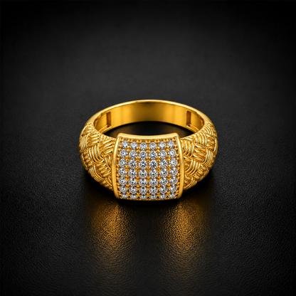 Woven Shoulder Stone Panel Ring GMR 50