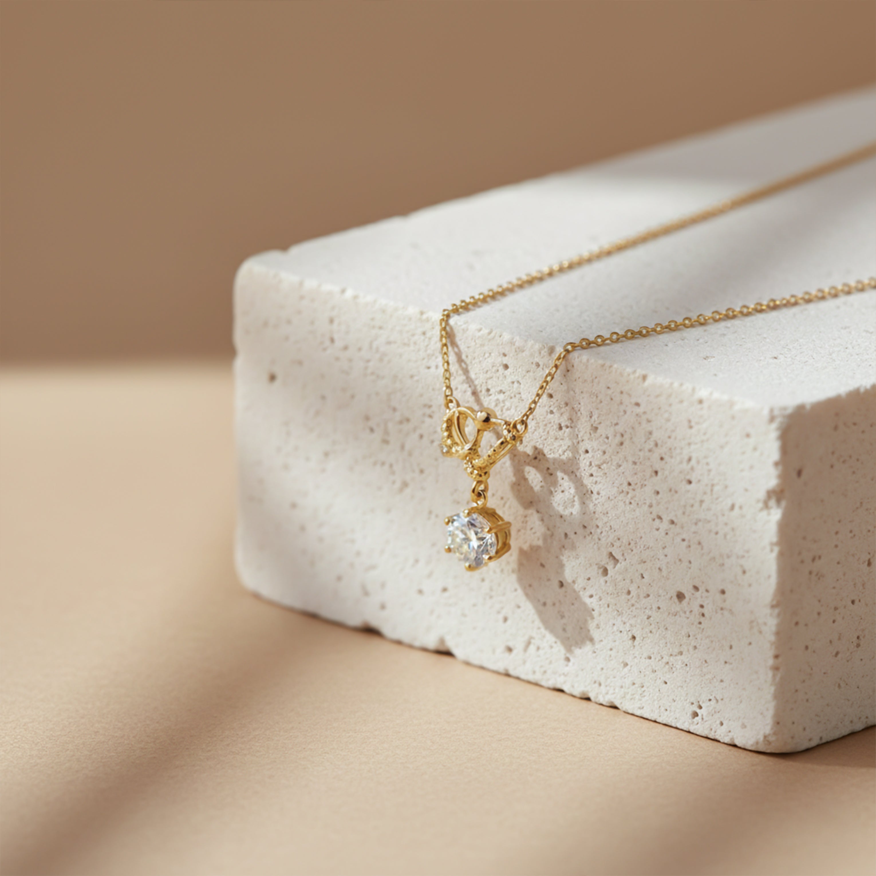 Modern Crystal Ribbon Bow Solitaire Necklace GWN -129