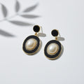 Vintage Black Enamel Pearl Earrings GWE -20