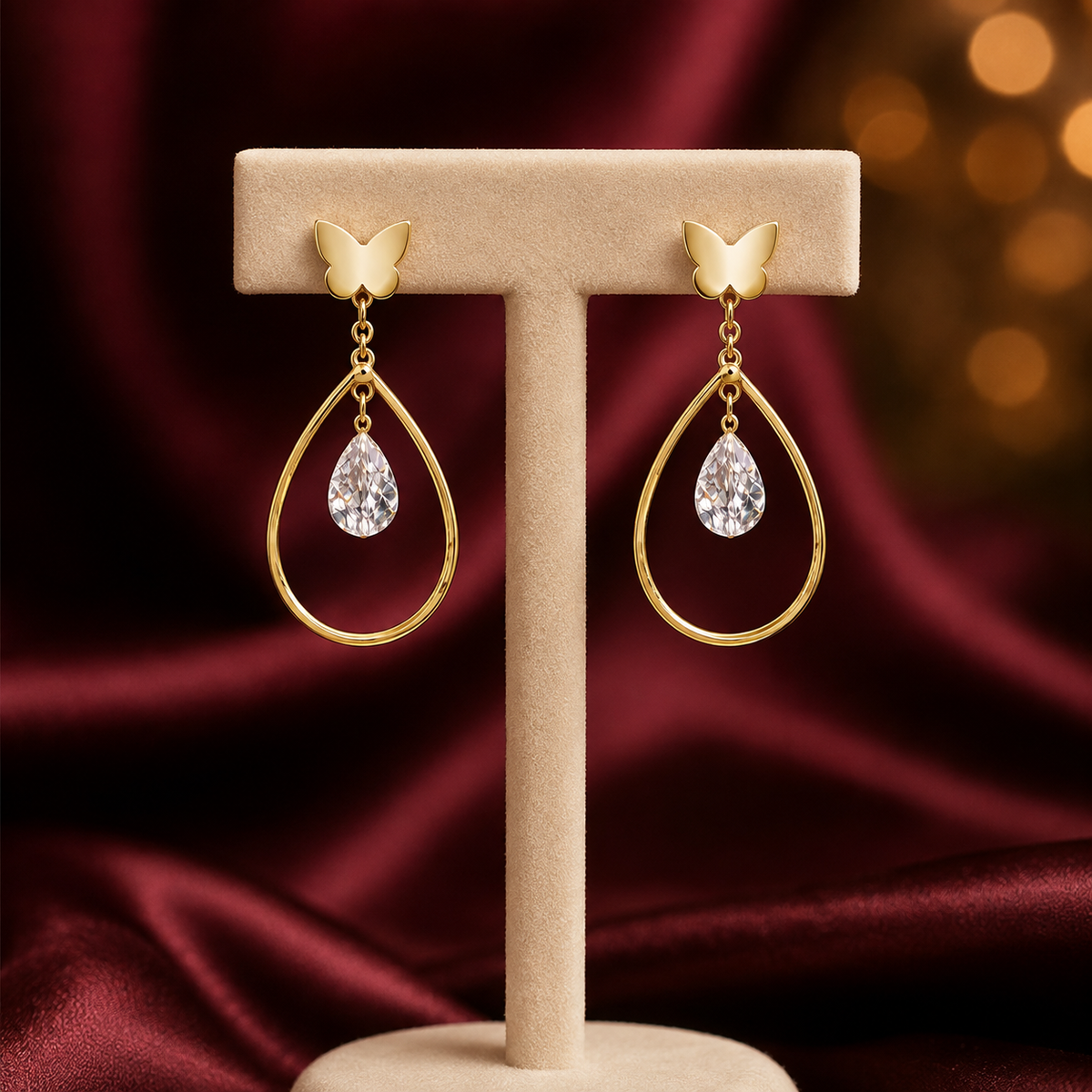 Butterfly Crystal Teardrop Earrings GWE -18
