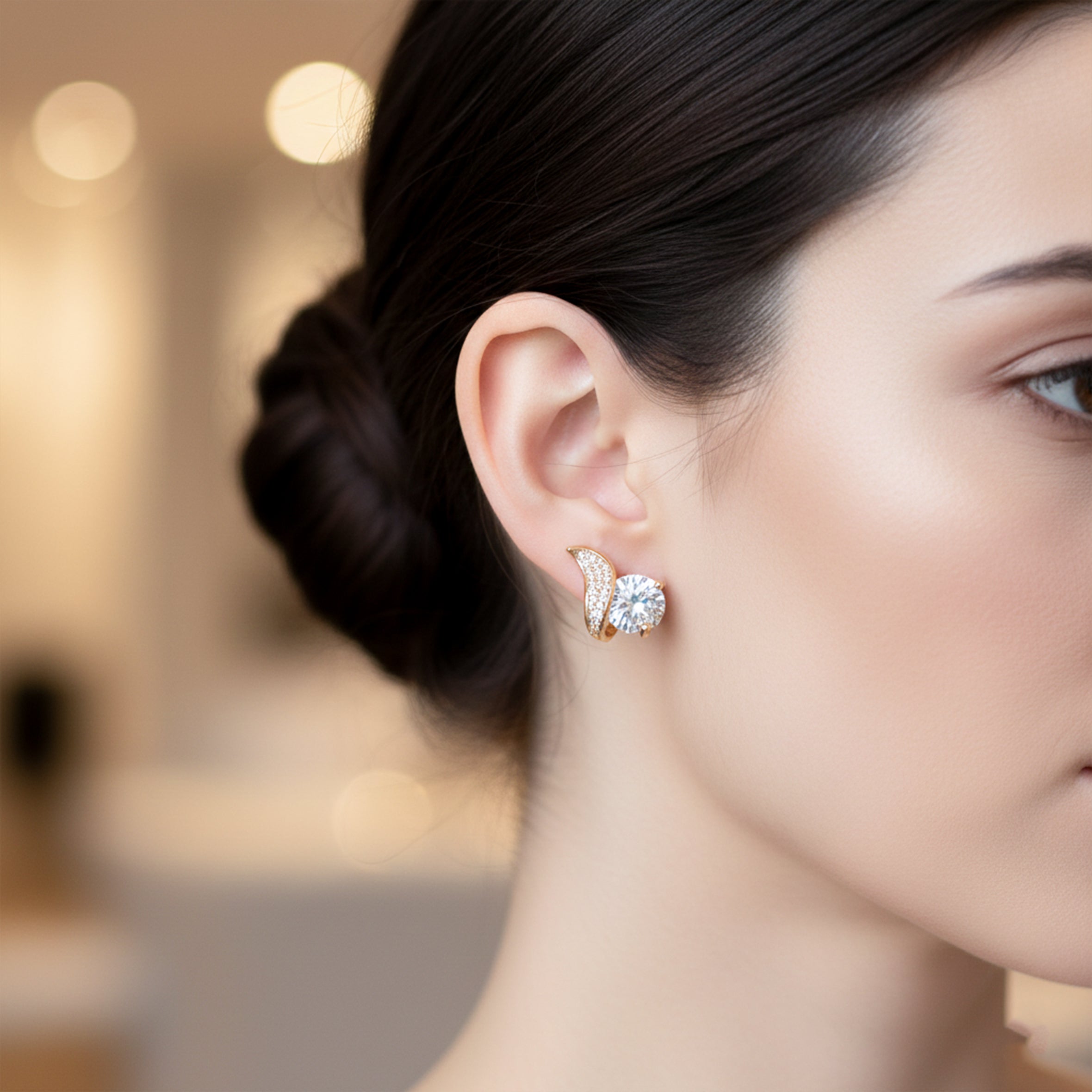 Flora Shine Solitaire Stud Earrings GWE -38