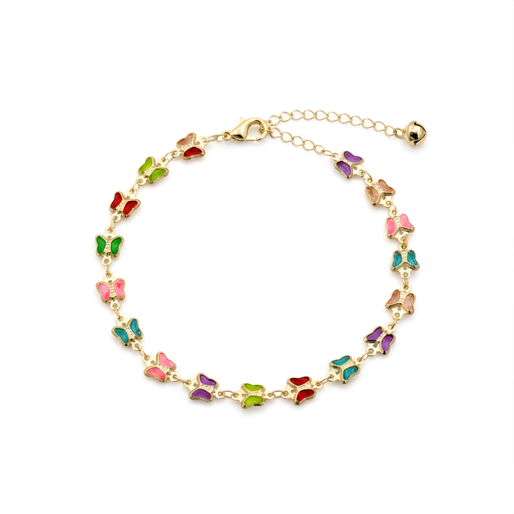 Vibrant Multi Color Enamel Butterfly Link Bracelet GWA-35