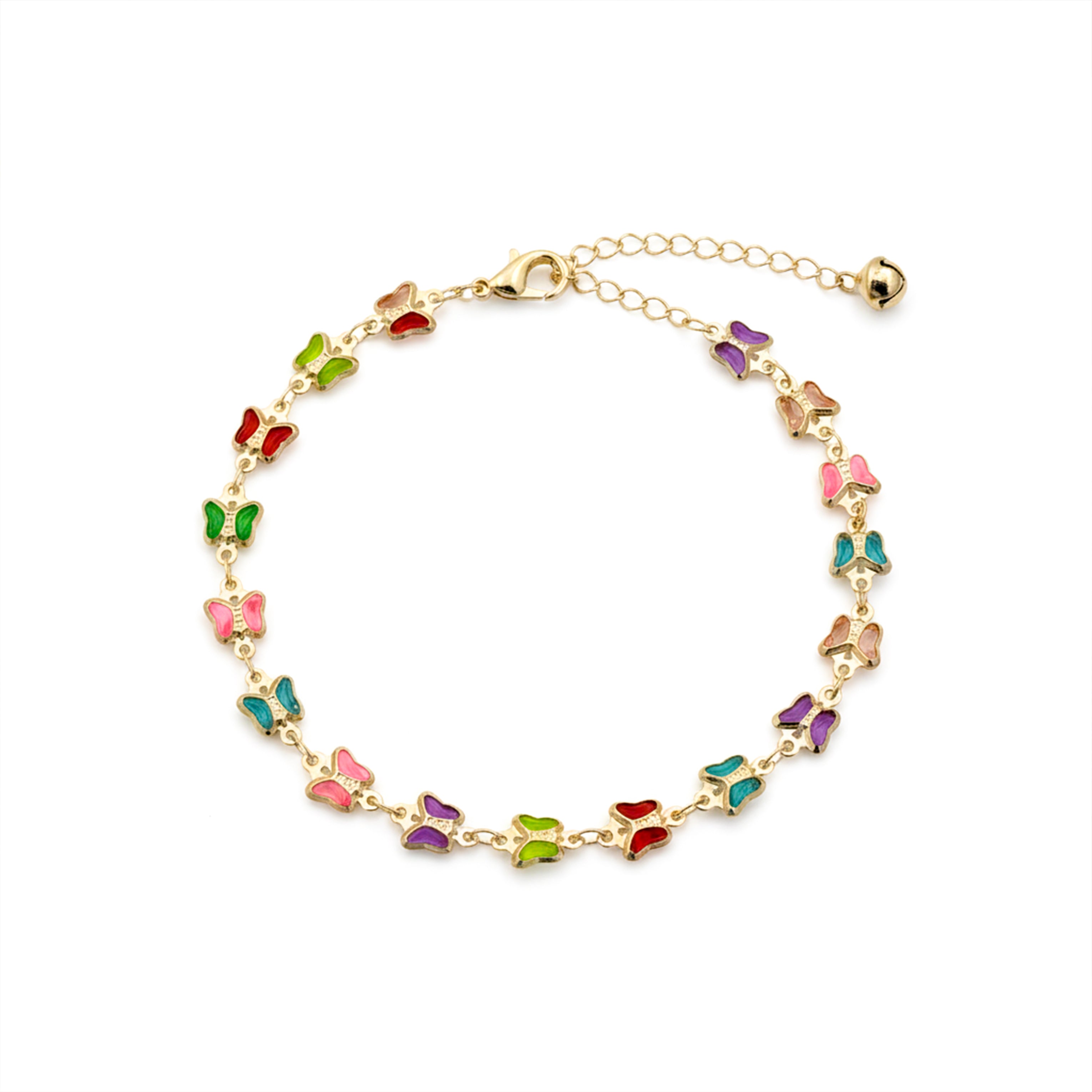 Vibrant Multi Color Enamel Butterfly Link Bracelet GWA-35