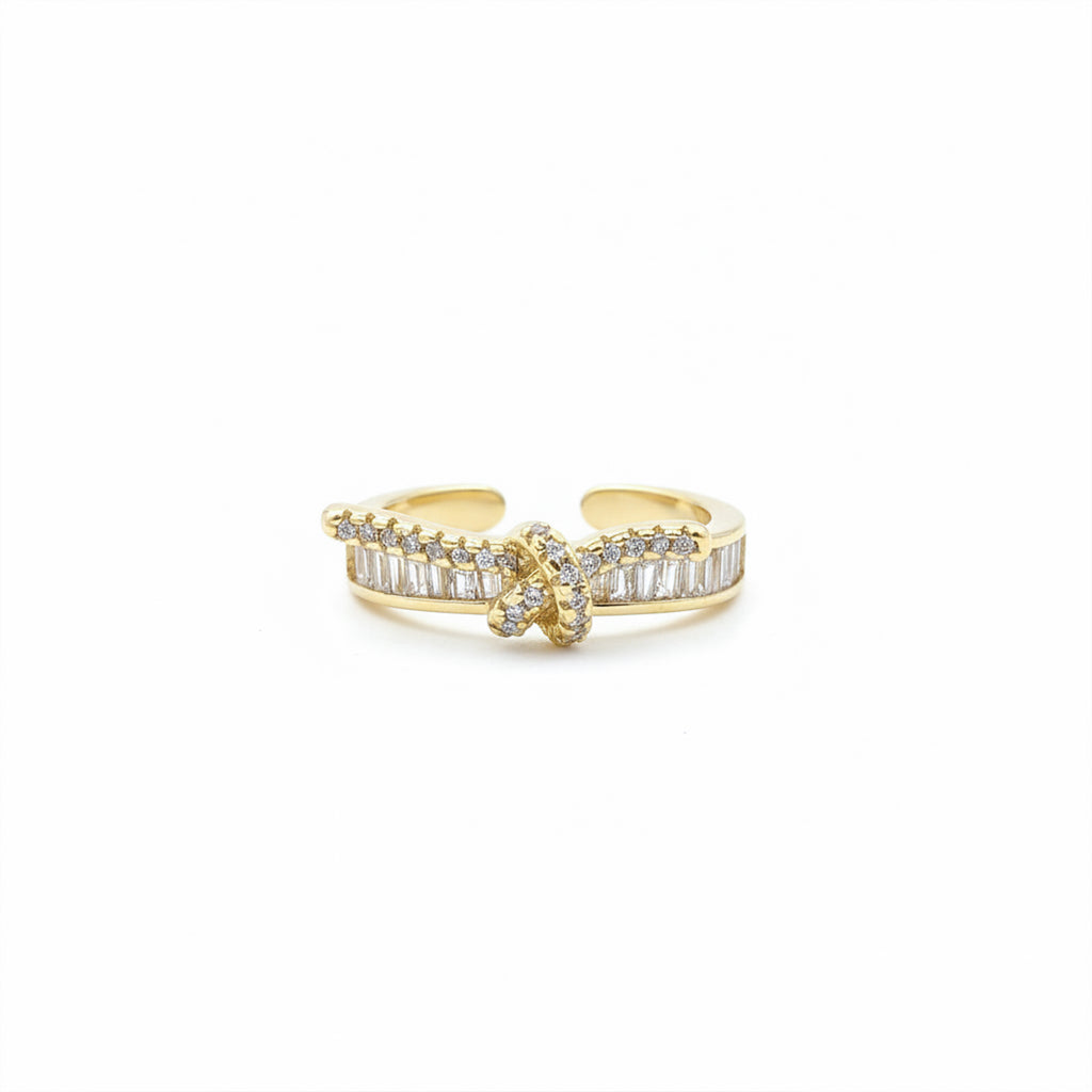 Baguette Channel Encrusted Knot Adjustable Ring GWR-49
