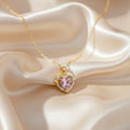 Classic Pink Heart Halo Bow Necklace GWN -79