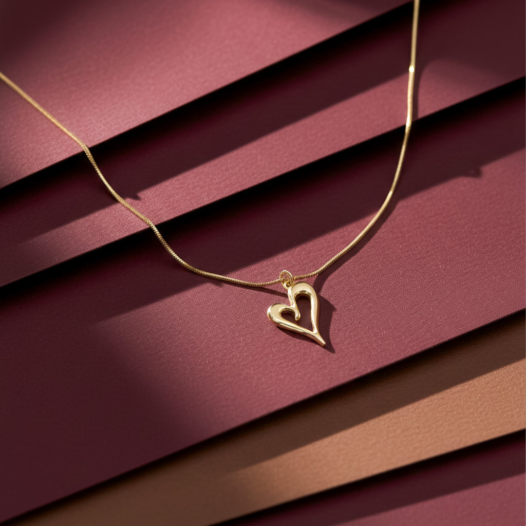 Modern Abstract Open Heart Necklace GWN -62