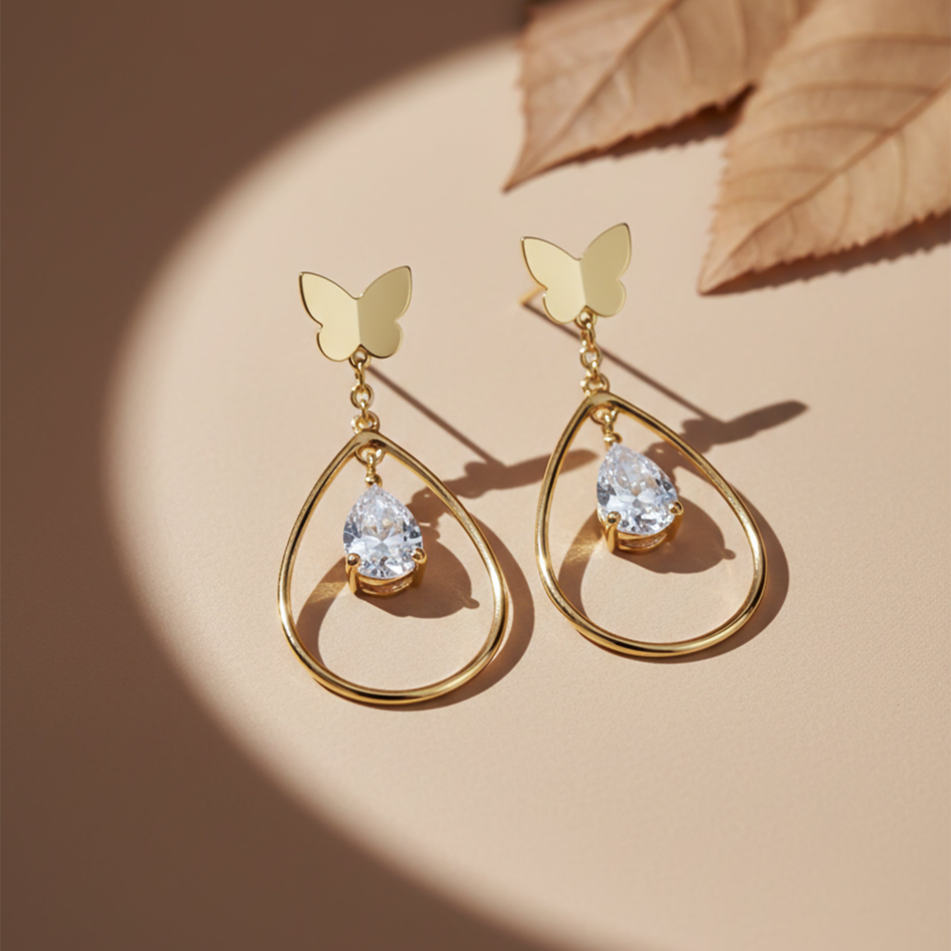 Butterfly Crystal Teardrop Earrings GWE -18