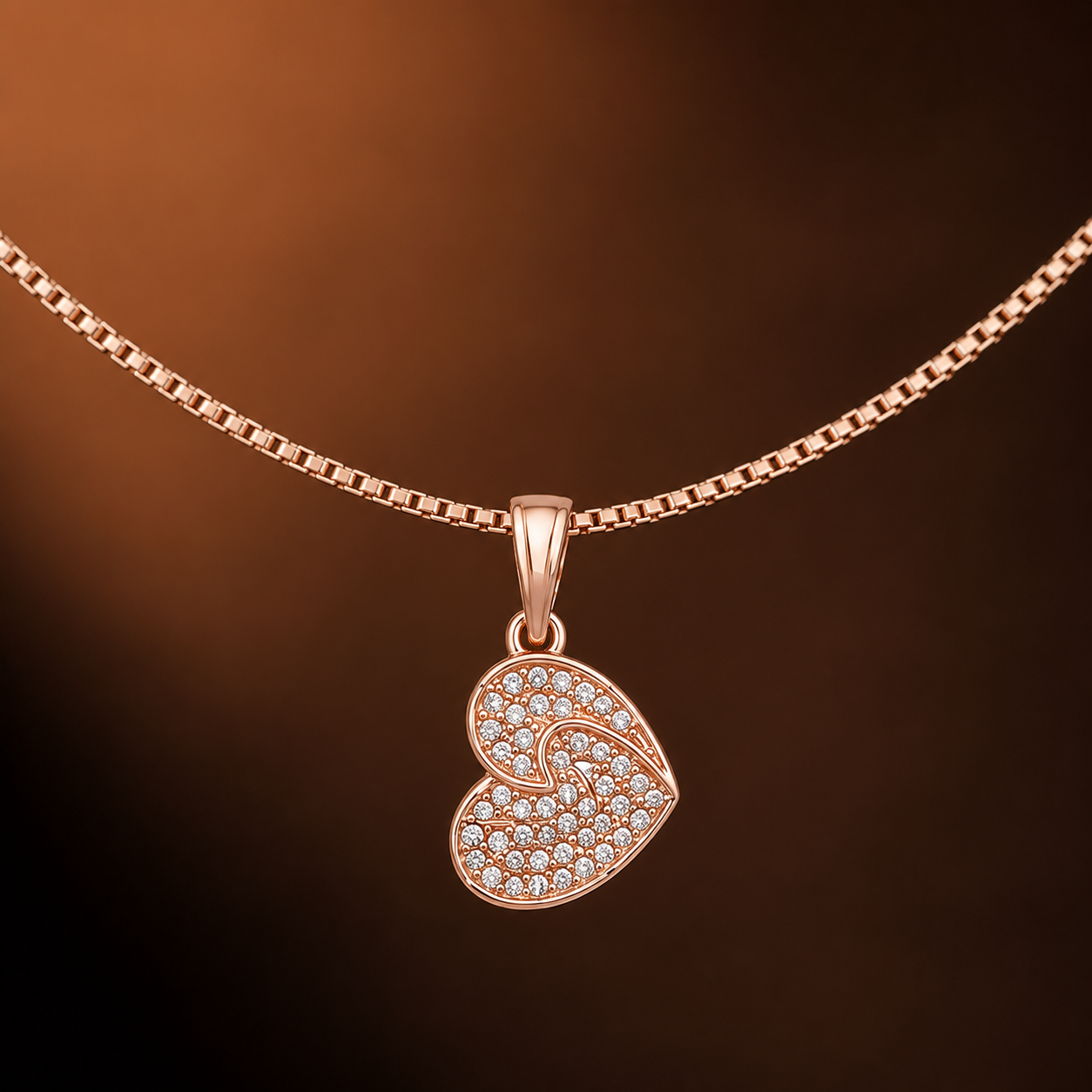 Diamond Swirl Heart Necklace GWN-217
