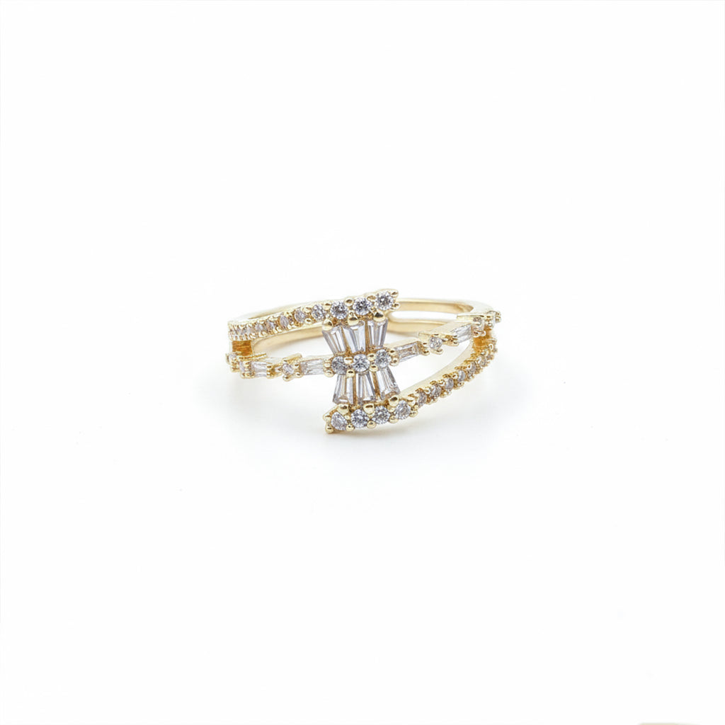 Baguette Bow Hourglass Split Band Ring GWR-82