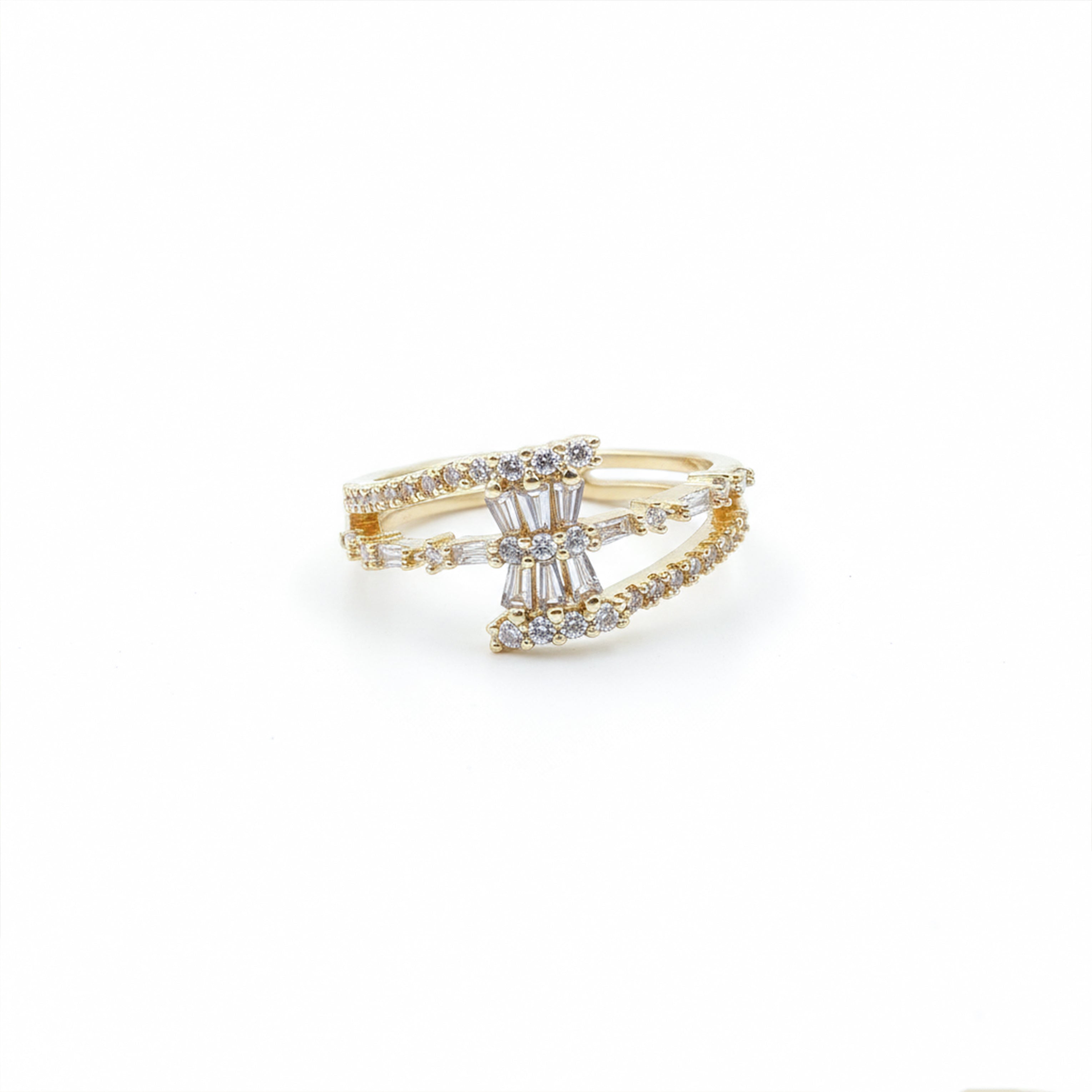 Baguette Bow Hourglass Split Band Ring GWR-82