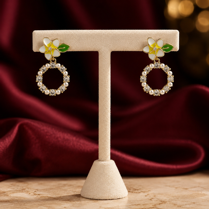 Flora Bloom Pearl Hoop Earrings GWE -133