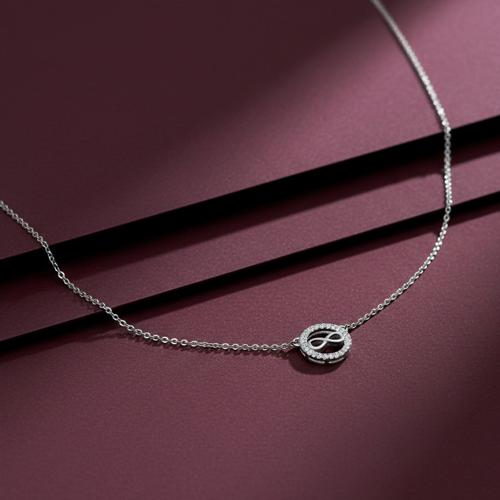 Sleek Infinity Halo Pendant Necklace GWN -49