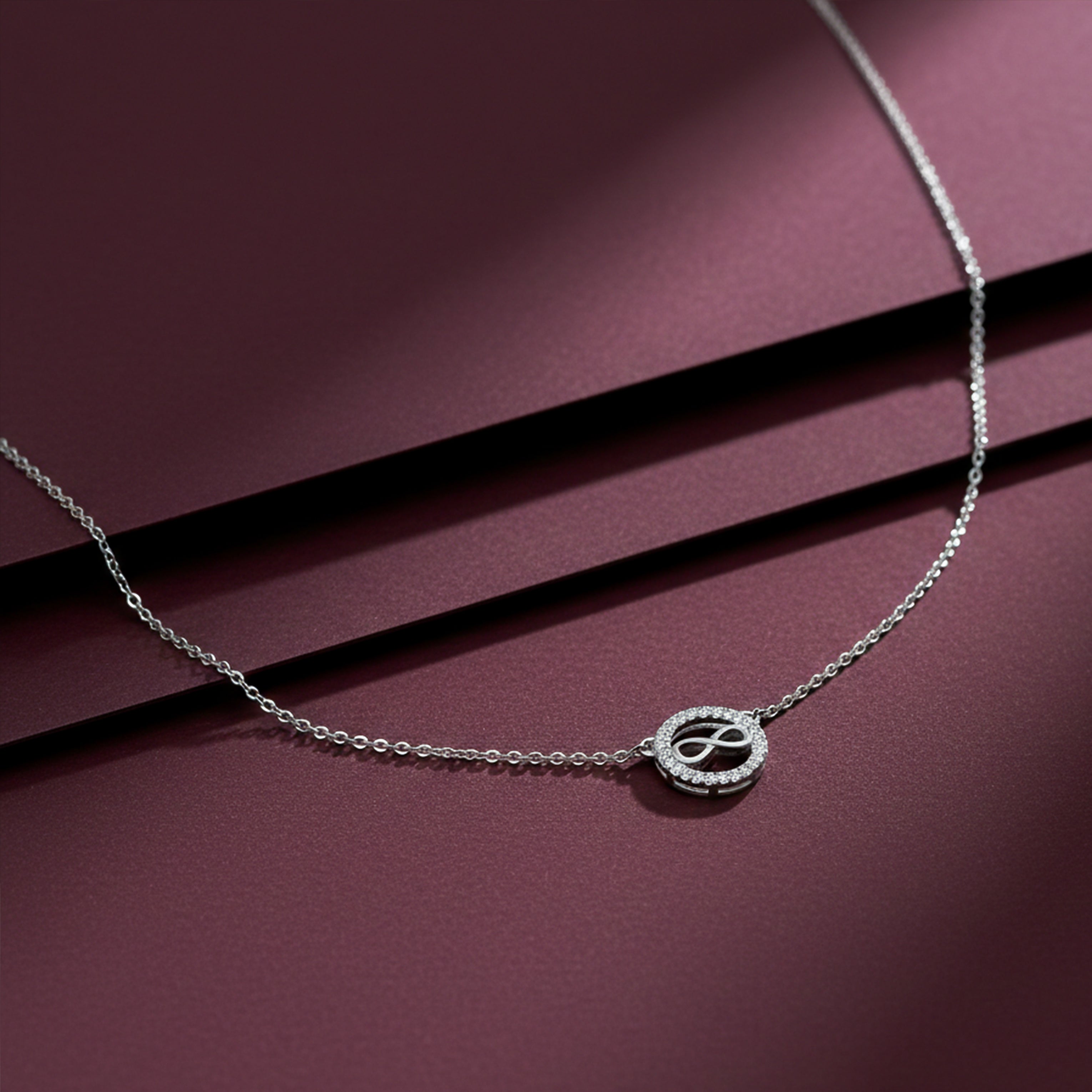 Sleek Infinity Halo Pendant Necklace GWN -49