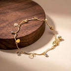 Classic Heart & Solitaire Crystal Wave Anklet GWA-31