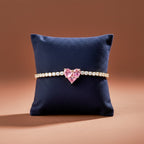 Imperial Pink Heart Solitaire & Crystal Tennis Bolo Bracelet GWB-117