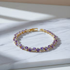 Imperial Amethyst Purple & Wavy Crystal Tennis Bracelet GWB-146