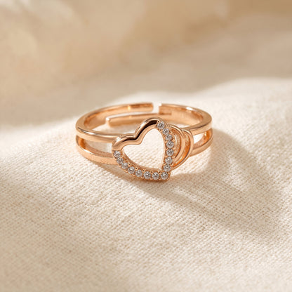 Cascading Pave Open Heart Dual Band Ring GWR-119