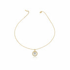 Modern Circular Solitaire Halo Necklace GWN -139