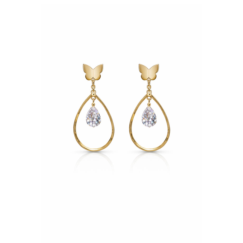 Butterfly Crystal Teardrop Earrings GWE -18