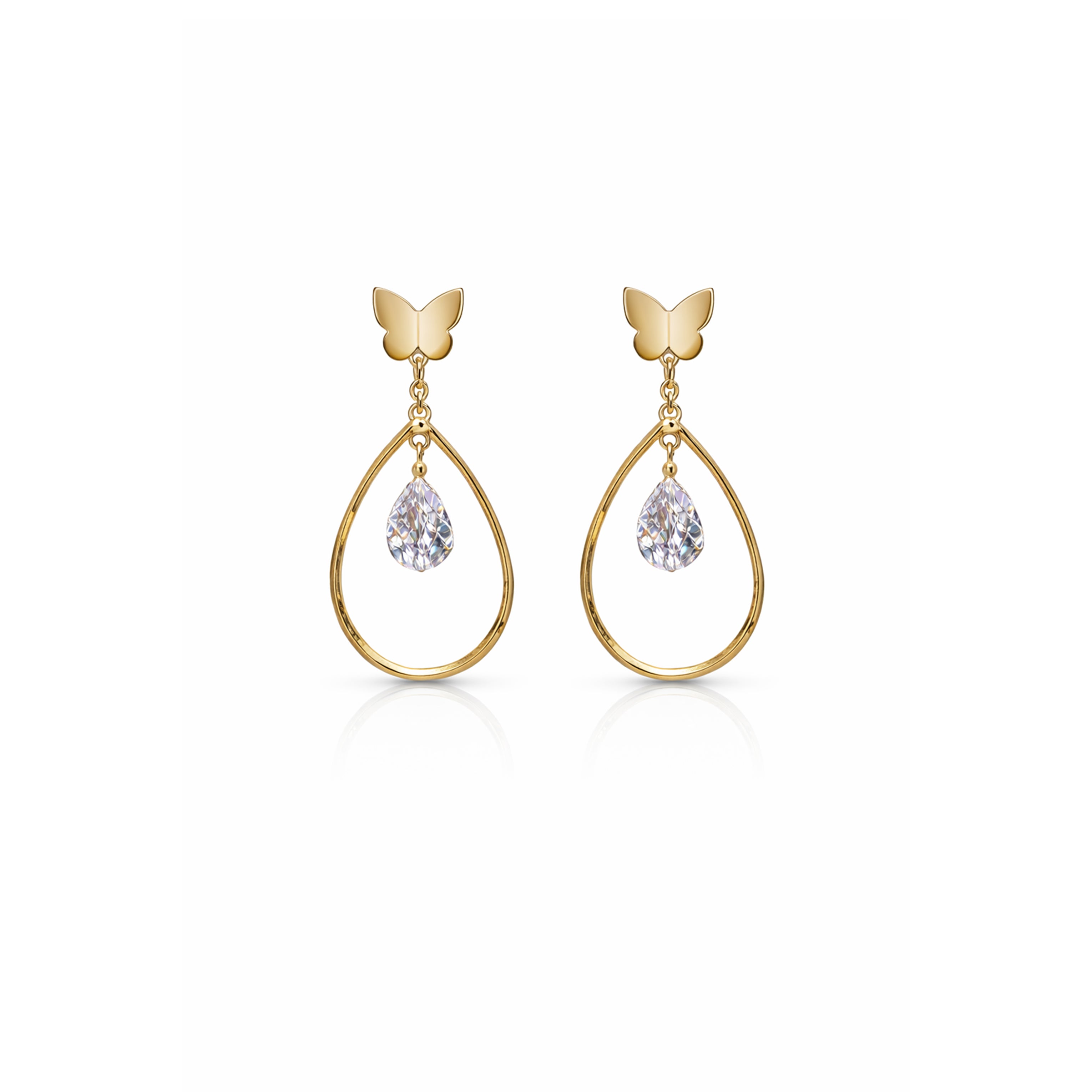 Butterfly Crystal Teardrop Earrings GWE -18
