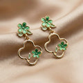 Flora Bloom Green Clover Hoop Earrings GWE -182
