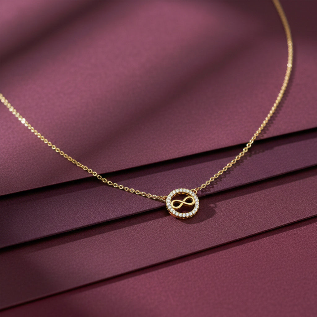 Golden Infinity Halo Pendant Necklace GWN -50