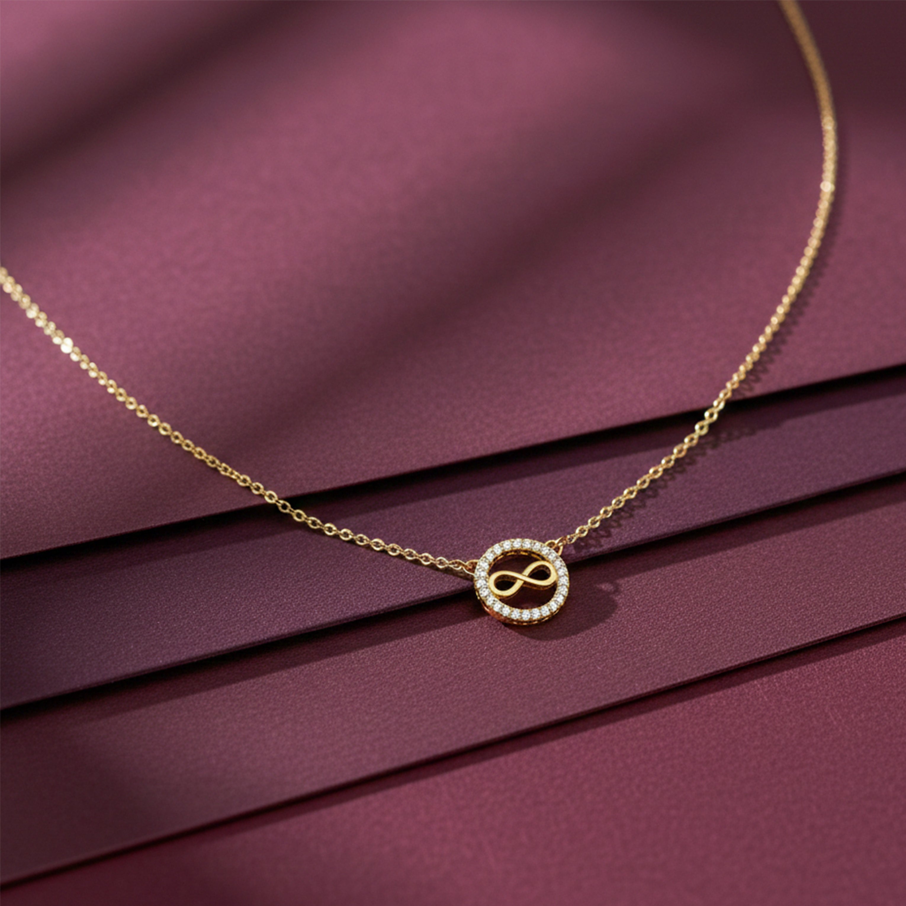Golden Infinity Halo Pendant Necklace GWN -50