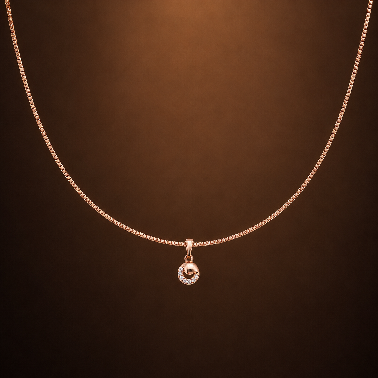 Rose Gold Crystal Circle Necklace GWN-198