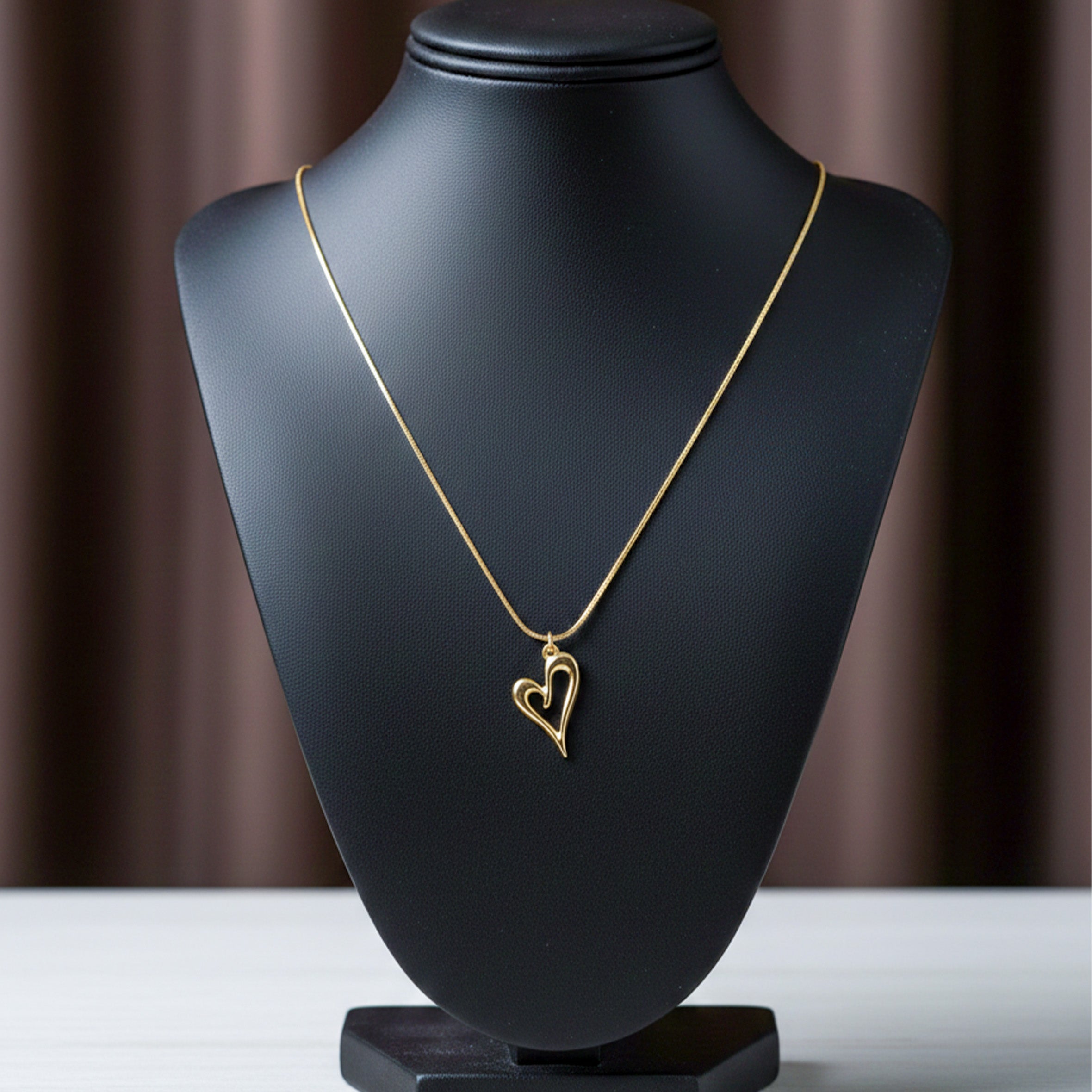Modern Abstract Open Heart Necklace GWN -62