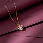 Classic Pink Heart Halo Bow Necklace GWN -79