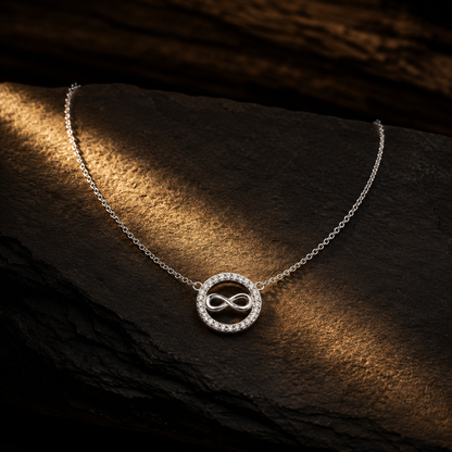 Sleek Infinity Halo Pendant Necklace GWN -49