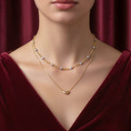 Modern Dual Layer Beaded Heart Necklace GWN -63