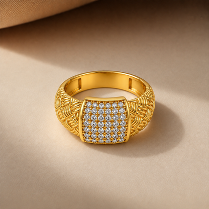 Woven Shoulder Stone Panel Ring GMR 50