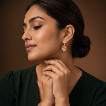 Roselle Pink Teardrop Earrings GWE 277