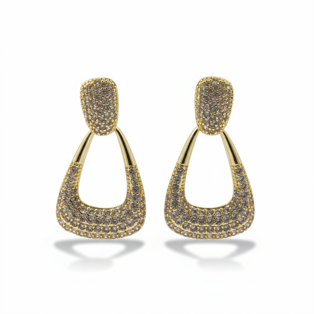 Classic Geometric Pave Drop Earrings GWE -135