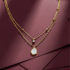 Modern Organic Shell Paperclip Layered Necklace GWN -131