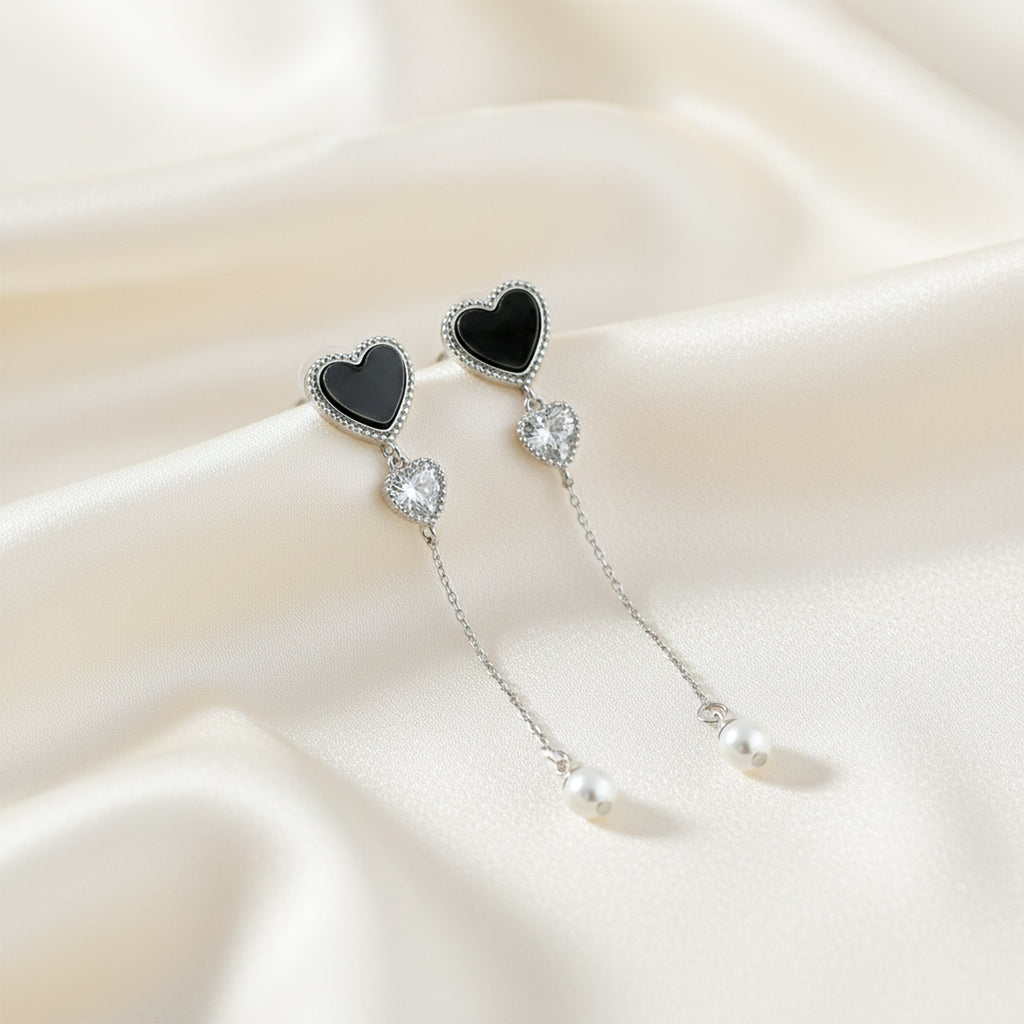 Trishna Heart Pearl Drop Earrings GWE -85