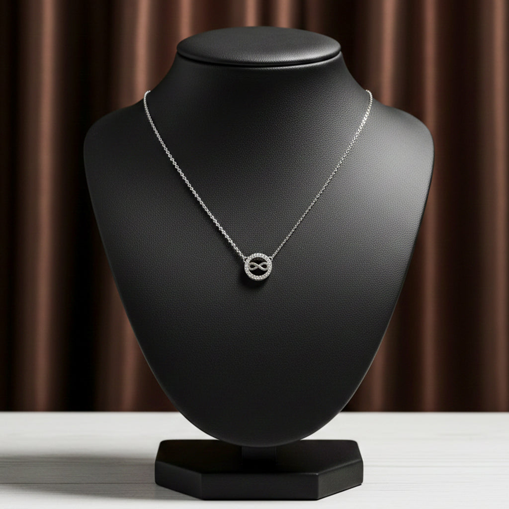 Sleek Infinity Halo Pendant Necklace GWN -49