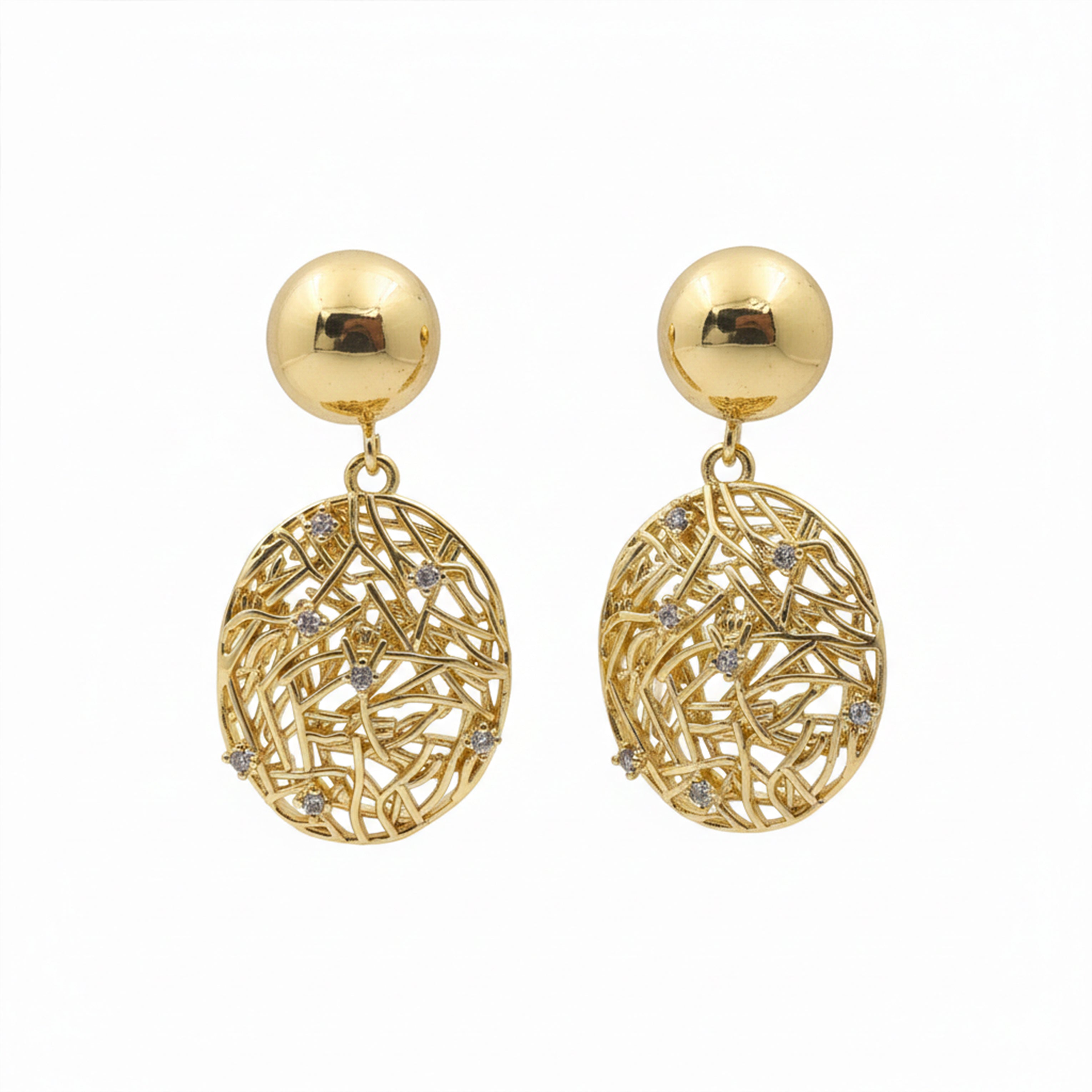 Golden Mesh Geometric Drop Earrings GWE -13