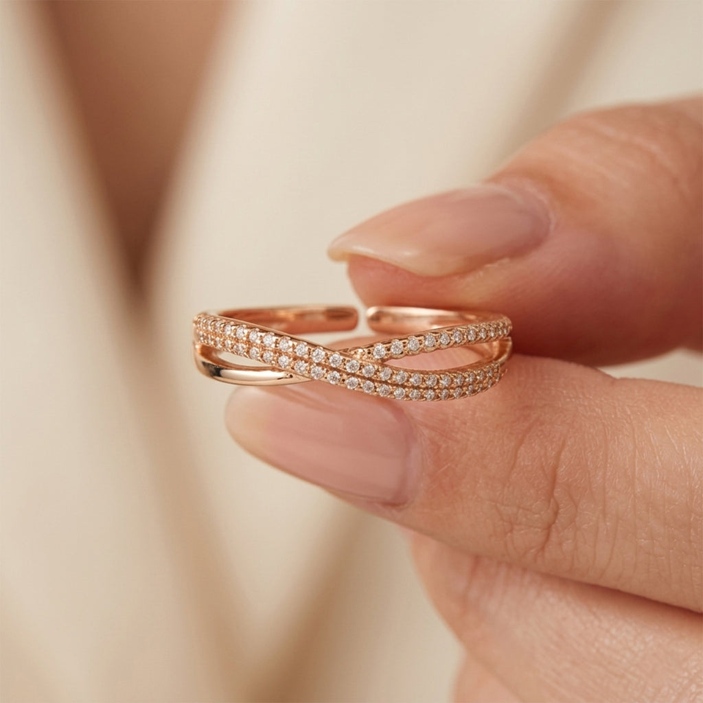 Infinity Criss Cross Shimmering Pave Ring GWR-117