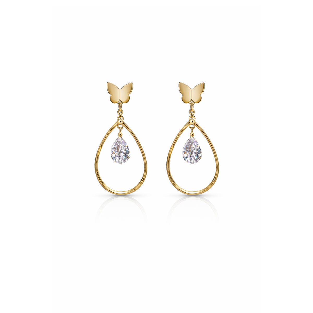 Butterfly Crystal Teardrop Earrings GWE -18