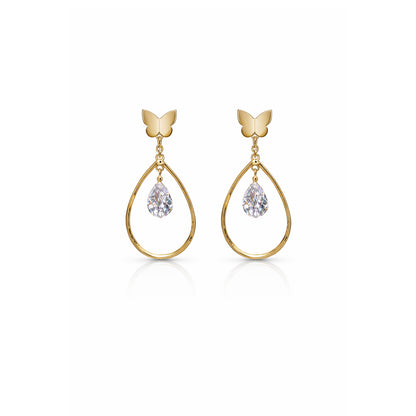 Butterfly Crystal Teardrop Earrings GWE -18
