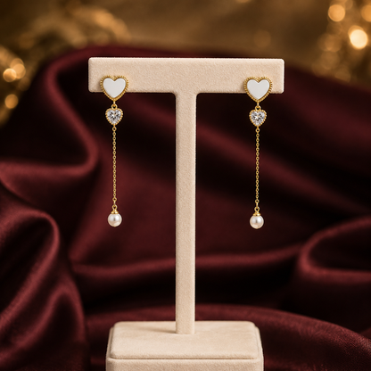 Trishna Shell Heart Pearl Drops GWE -87