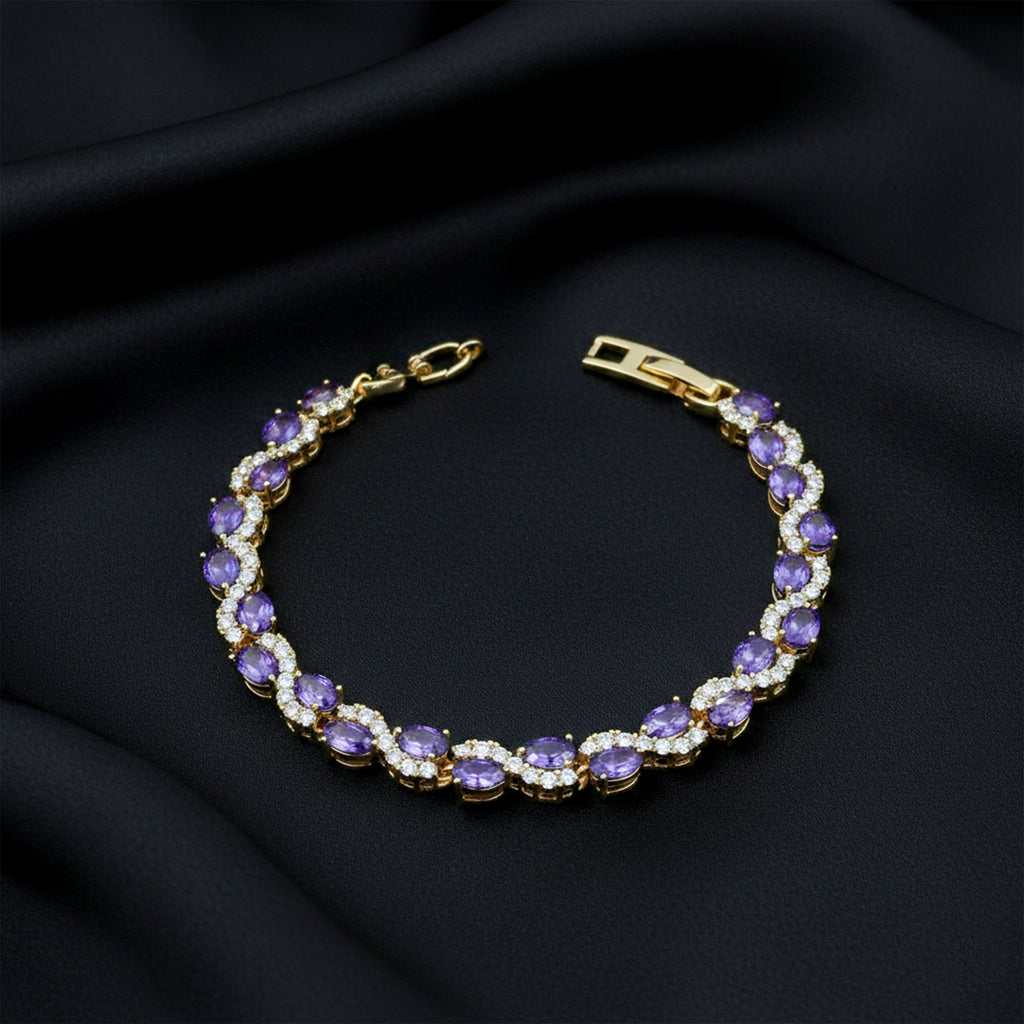Imperial Amethyst Purple & Wavy Crystal Tennis Bracelet GWB-145