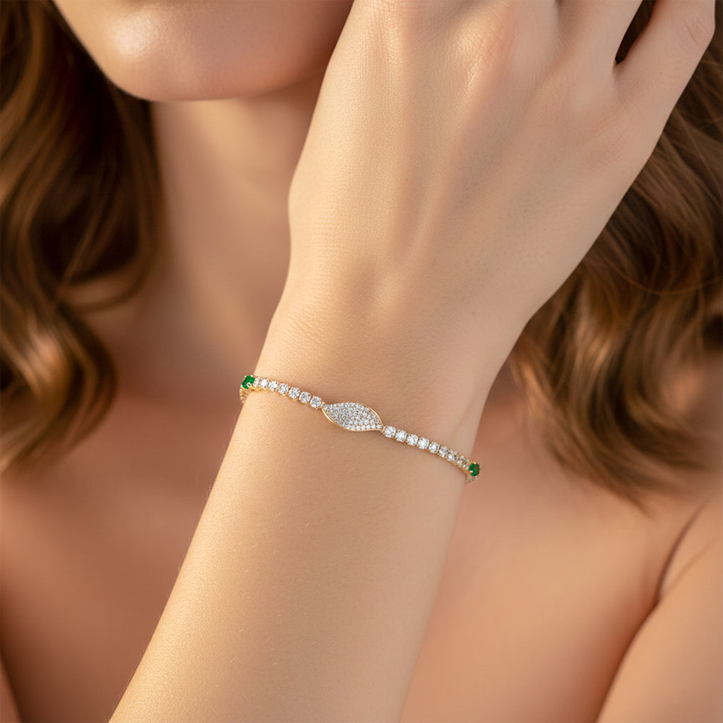 Imperial Emerald Green & Marquise Pave Tennis Bracelet GWB-106